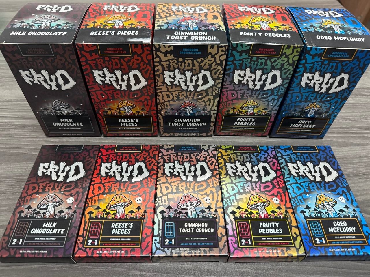 ALL NEW FRYD SHROOM BARS IN 🔥🔥 2 4G BARS IN ONE PACK 🍫